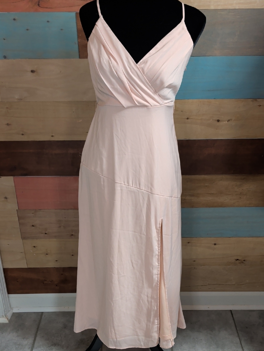 STATE Pale Blush Slip Maxi Dress with Side Slit